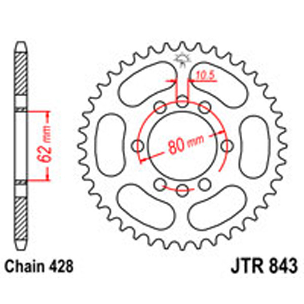 JT JT Rear Sprockets R/W 843-50T YAM